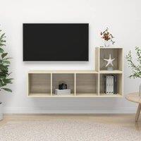 Berkfield Home 2 Piece TV Cabinet Set Sonoma Oak Engineered Wood in Brown