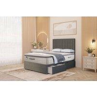 Somnior Eleanor Linen 2 Drawer Divan Bed Set with Pillowtop & 54 Headboard in Mid Grey | Size: Single