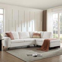 Home Detail Alyssum Right-Hand Corner Sofa in White | Size: 4 Person