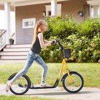 HOMCOM Kids Scooter Teen Ride On Children Scooter 16 Inflatable Rubber Tyres in Orange