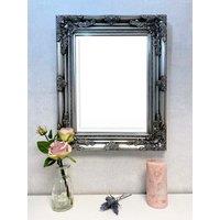 Downton Interiors Antique Silver Wood Frame Wall Mirror with Bevelled Glass 53cm x 43cm | Size: Small