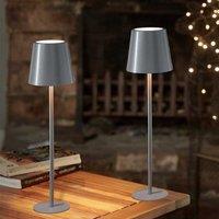 Marco Paul Pack of 2 Slate Metal Rechargeable Table Lamp 33cm in Grey