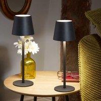 Marco Paul Pack of 2 Onyx Metal Rechargeable Table Lamp 33cm in Black