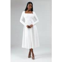Coast Women's Crystal Trim Ponte Long Sleeve Midi Wedding Dress in Ivory | Size: 8
