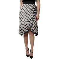 Dolce & Gabbana Women's White Black Polka Dots Knee Length Skirt in True Black | Size: 8