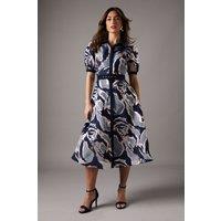 Coast Women's Short Sleeve Jacquard Shirt Dress in Navy | Size: 12