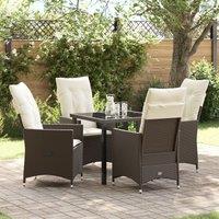 Set of 3 Brown and Cream White Poly Rattan Standard