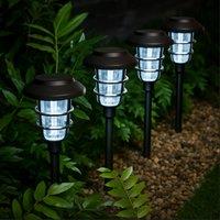 Gardenwize Pack of 4 Solar Metal Pathway Stake Lights in Black