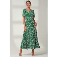 Jolie Moi Women's Paityn Angel Sleeve Mesh Maxi Dress in Green | Size: 10