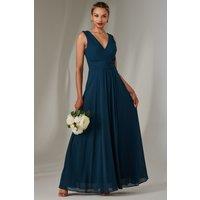 Jolie Moi Women's Cora Sleeveless Chiffon Maxi Dress in Teal | Size: 20
