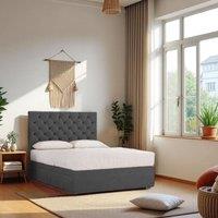 Knight Sleep Athens Plush Bed Set With Mattress, 2 Drawers Same Side & 24Headboard in Charcoal | Size: Single