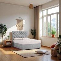 Knight Sleep Athens Plush Bed Set With Mattress, 2 Drawers Same Side & 24Headboard in Silver | Size: Single