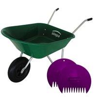 simpa 85 Litre Green Plastic Wheelbarrow & Leaf Grabber Set
