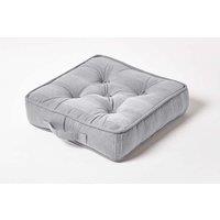 Homescapes Rajput Ribbed Cotton Floor Cushion in Light Grey | Size: 40 cm x 40 cm