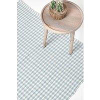 Homescapes Cotton Gingham Check Rug Hand Woven in Blue | Size: 70 cm x 120 cm