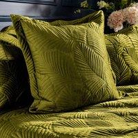 Paoletti Palmeria Velvet Embroidered Polyester Filled Cushion in Dark Green | Size: 60 cm x 60 cm