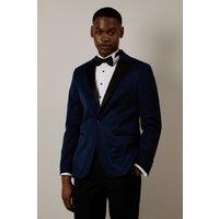 Burton Men's Navy Tailored Fit Peak Collar Tuxedo Jacket | Size: 46R