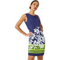 Roman Women's Floral Print Sleeveless Shift Dress in Navy | Size: 10