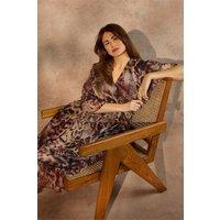 Wallis Women's Leopard Drop Hem Frill Midi Dress in Black | Size: 14