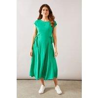 Wallis Women's Viscose Tie Waist Midaxi Dress in Green | Size: 12