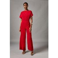 Coast Women's Pleat Off-The Shoulder Jumpsuit in Red | Size: 8