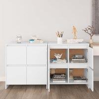 Berkfield Home Sideboards 2 pcs White 70x41x75 cm Engineered Wood | Size: 70 x 41 x 75 cm