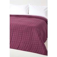 Homescapes Cotton Quilted Reversible Bedspread in Purple | Size: Double