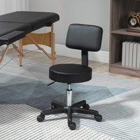 HOMCOM Beautician's Adjustable Swivel Salon Chair Padded Seat Back 5 Wheels in Black