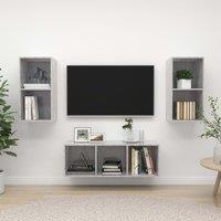 Berkfield Home 3 Piece TV Cabinet Set Concrete Grey Engineered Wood
