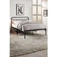 SlumberWorx Aldbury Modern Traditional Style Metal Bed Frame in Black | Size: Double