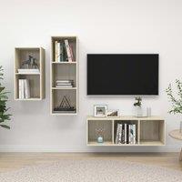 Berkfield Home 3 Piece TV Cabinet Set Sonoma Oak Engineered Wood in Brown