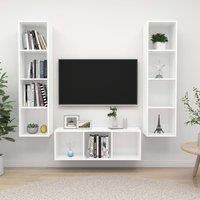 3 Piece TV Cabinet Set White Engineered Wood