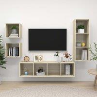 4 Piece TV Cabinet Set Sonoma Oak Engineered Wood