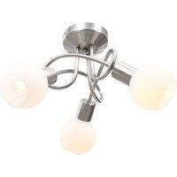 Ceiling Lamp with Ceramic Shades for 3 E14 Bulbs White Bowl