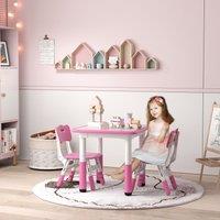 AIYAPLAY 3 Pcs Height Adjustable Kids Table & Chair Set for Playroom in Pink
