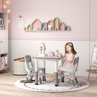 AIYAPLAY 3 Pcs Height Adjustable Kids Table & Chair Set for Playroom in Grey