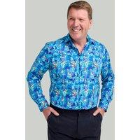 Double TWO Men's Blue Mosaic Print Cotton Shirt | Size: 2XL