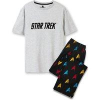 Star Trek Men's Short Sleeve Long Leg Pyjama Set | Black AOP/Grey | Size: Small