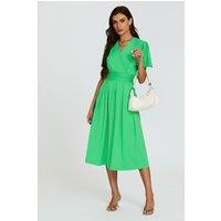FS Collection Women's Angel Sleeve Jersey Midi Dress In Green | Size: XL