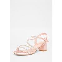 Quiz Women's Pink Wide Fit Diamante Block Heels | Size: 4