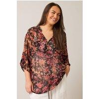 Evans Women's Paisley Print Button Detail Blouse in Orange | Size: 20