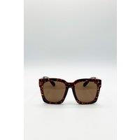 SVNX Women's Oversized Sunglasses with Gold chain detail in Brown