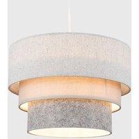 ValueLights Aztec Three Tier Herringbone & Felt Ceiling Lamp Shade with Bulb in Grey