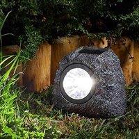 Marco Paul 4 Pack of Grey Resin Realistic Rock Solar Spotlight 11cm in Light Stone