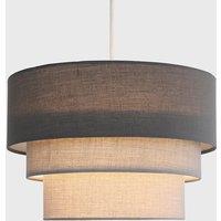 ValueLights Aztec Grey Shades Three Tier Easy Fit Ceiling Lamp Shade with Bulb in Dark Grey