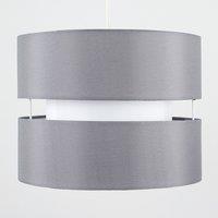ValueLights Sophia Pair of Two Small 26cm Easy Fit Ceiling Lamp Shades with Bulbs in Grey | Size: 10 inches