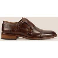 Oswin Hyde Men's Ernest Leather Monk Strap Shoes in Brown | Size: 10