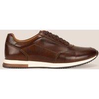 Oswin Hyde Men's Spencer Lace Up Leather Trainers in Brown | Size: 12
