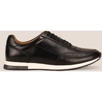 Oswin Hyde Men's Spencer Lace Up Leather Trainers in Black | Size: 9