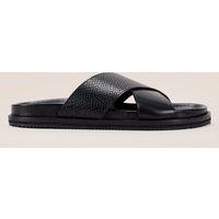 Oswin Hyde Men's Nyle Brown Leather Sandals in Black | Size: 10